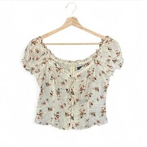 Reformation floral ivory top/blouse 100% linen size 6